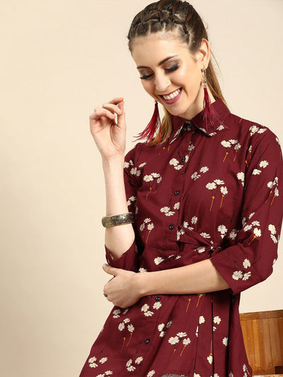 Nayo Women Asymmetric Tunic With front tie-up detail