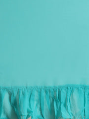 Women Sky Blue Ruffled Saree with Blouse