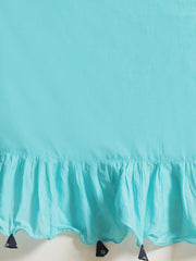 Women Navy Blue Ruffled Mul Saree with Blouse