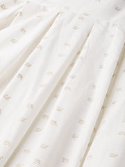 Nayo Women White Ethnic Motifs Printed Round Neck Cotton A-Line Dress