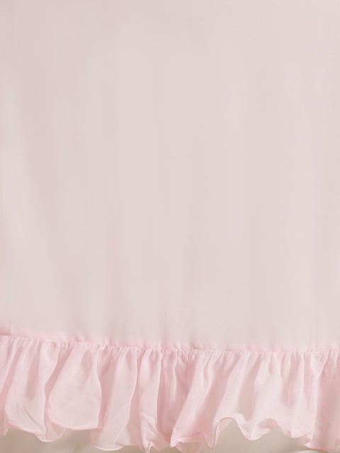 Women Pink Ruffle saree With Semi Stiched Blouse