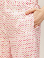 Women Pink Printed Palazzo Saree and Blouse with tie-up detail