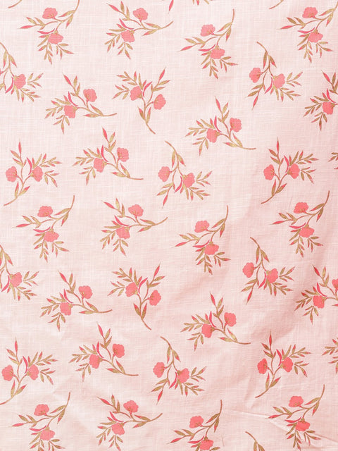 Women Pink Printed Palazzo Saree and Blouse with tie-up detail