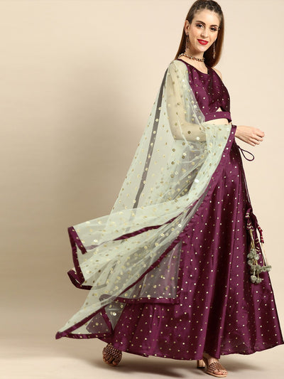 Nayo Women Burgundy Brocade Lehenga with desingner Choli With Dupatta