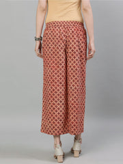 Women Brown Printed Cotton Palazzo