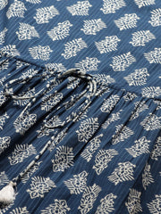 Women Indigo Three-Quarter Sleeves Flared Kurta and Dhoti Pant set