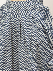 Women Indigo Three-Quarter Sleeves Flared Kurta and Dhoti Pant set