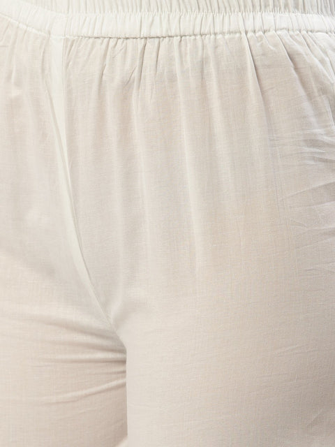 Women Off white Three-Quarter Sleeves Flared Kurta and Palazzo set