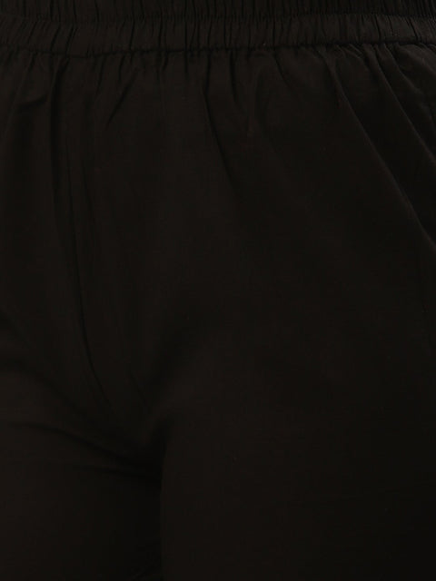 Women Black Three-Quarter Sleeves Flared Peplum Kurta and Sharara set