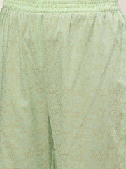 Women Green Three-Quarter Sleeves Straight Kurta with Palazzo