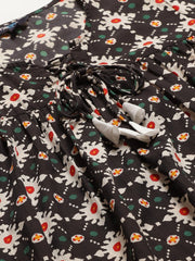 Women Black Three-Quarter Sleeves Flared Kurta with Trouser