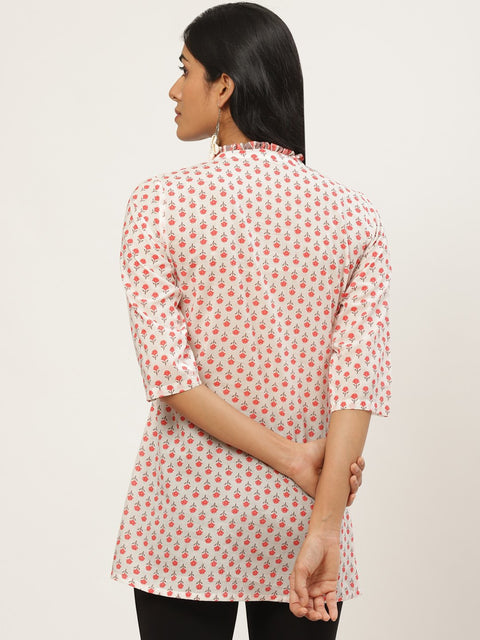 Women white floral print tunic