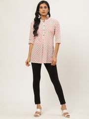 Women white floral print tunic