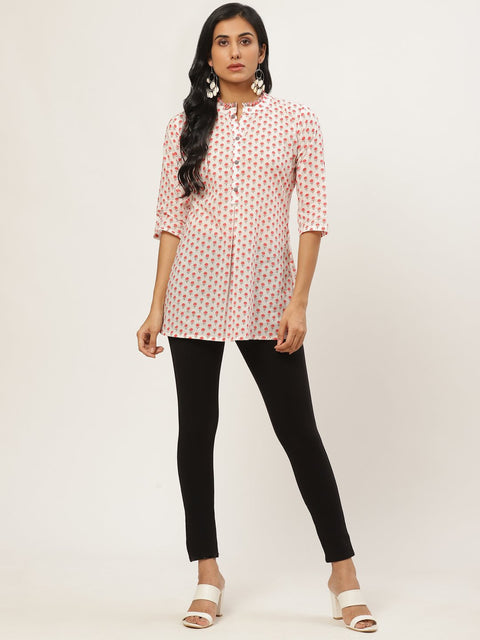 Women white floral print tunic