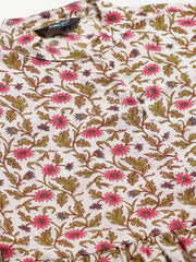 Women White Three-Quarter Sleeves Flared Kurta with Palazzo