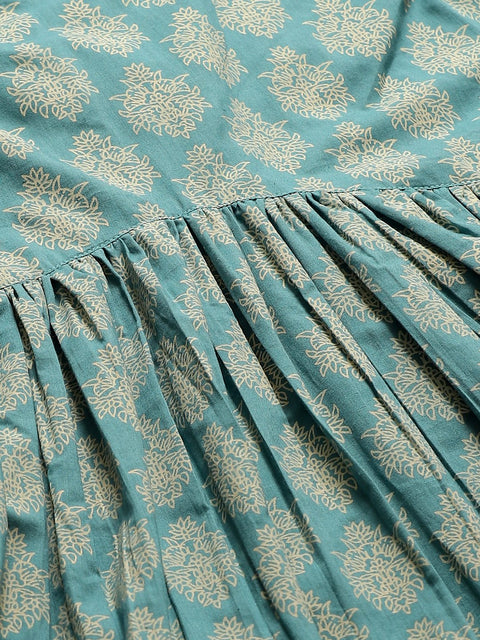 Women Turq Printed tie-up tunic