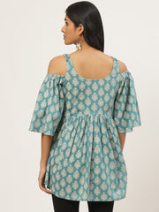 Women Turq Printed tie-up tunic