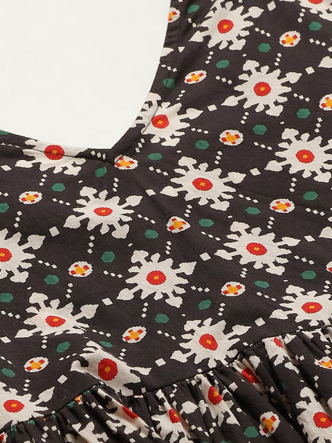 Women Black and multi printed tunic