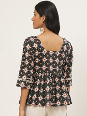 Women Black and multi printed tunic