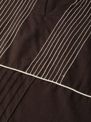 Women Brown Three-Quarter Sleeves Straight Kurta Trouser Dupatta set