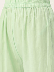 Women Green Three-Quarter Sleeves Flared Kurta and Sharara set