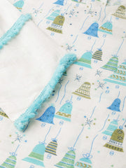 Women White Calf Length Three-Quarter Sleeves Straight Quirky Printed Cotton Kurta