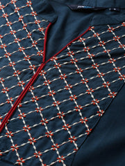 Women Navy Blue Solid Solid Mandarin Collar Viscose Rayon A-Line Dress