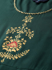 Women Green Solid Solid Round Neck Viscose Rayon Fit and Flare Dress