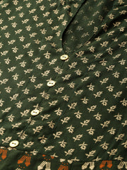 Women Green Floral Printed Mandarin Collar Viscose Rayon Fit and Flare Dress