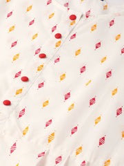 Women White Three-Quarter Sleeves Flared Kurta With Palazzo