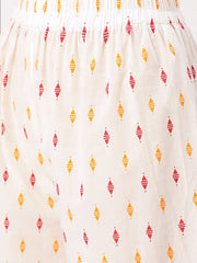 Women White Three-Quarter Sleeves Flared Kurta With Palazzo