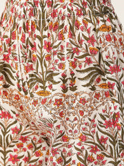 Women White Three-Quarter Sleeves Flared Kurta With Palazzo