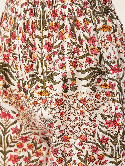 Women White Three-Quarter Sleeves Flared Kurta With Palazzo