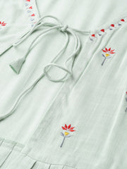 Women Grey Embroidered Top Pant with shrug Set