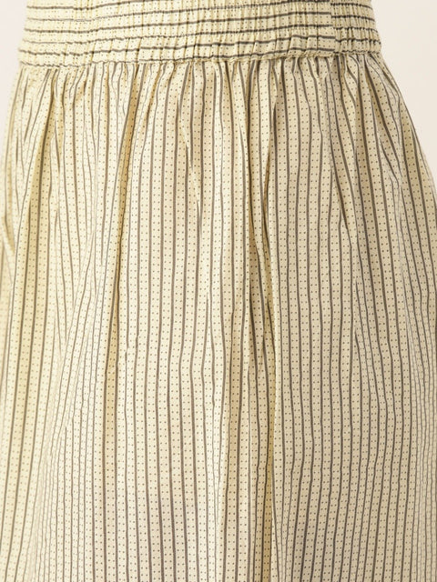 Women Offwhite Three-Quarter Sleeves Straight Kurta Palazzo and Dupatta Set