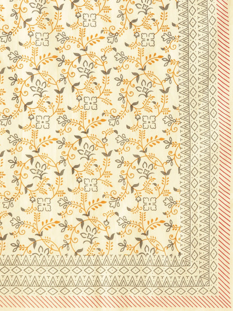 Women Offwhite Three-Quarter Sleeves Straight Kurta Palazzo and Dupatta Set