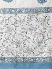 Women White Three-Quarter Sleeves Flared Kurta Palazzo and Dupatta Set