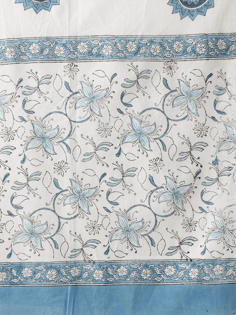 Women White Three-Quarter Sleeves Flared Kurta Palazzo and Dupatta Set