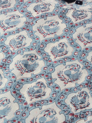 Women Blue Three-Quarter Sleeves Straight Kurta with Palazzo Set