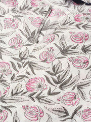 Women Offwhite Three-Quarter Sleeves Straight Kurta with Palazzo Set