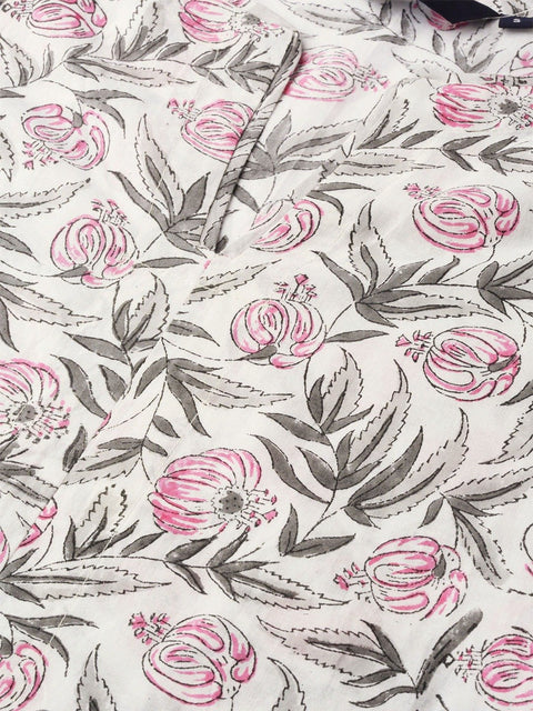 Women Offwhite Three-Quarter Sleeves Straight Kurta with Palazzo Set