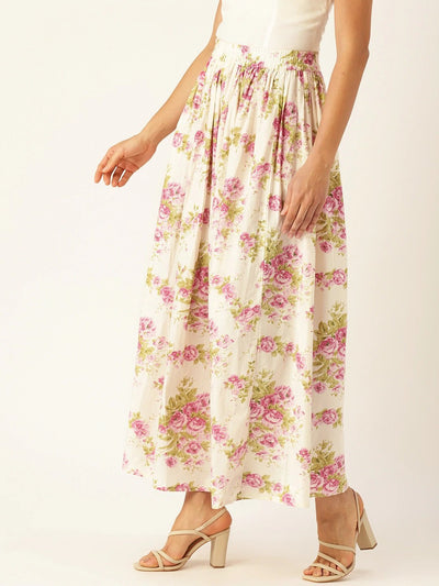 Women Off white Floral Printed Skirt