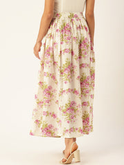 Women Off white Floral Printed Skirt