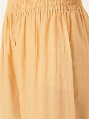 Women Beige & White Printed Kurta with Palazzos