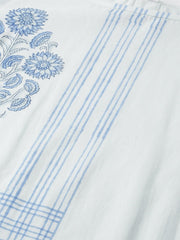 Women Blue Three-Quarter Sleeves Straight Kurta with Palazzo Set