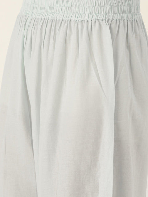 Women Blue Three-Quarter Sleeves Straight Kurta with Palazzo Set