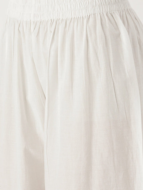 Women Grey Three-Quarter Sleeves Straight Kurta with Palazzo Set