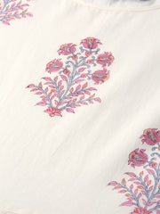 Women White Three-Quarter Sleeves Flared Kurta with Palazzo Set