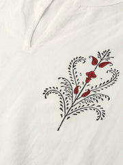 Women White Three-Quarter Sleeves Straight Kurta with Palazzo Set