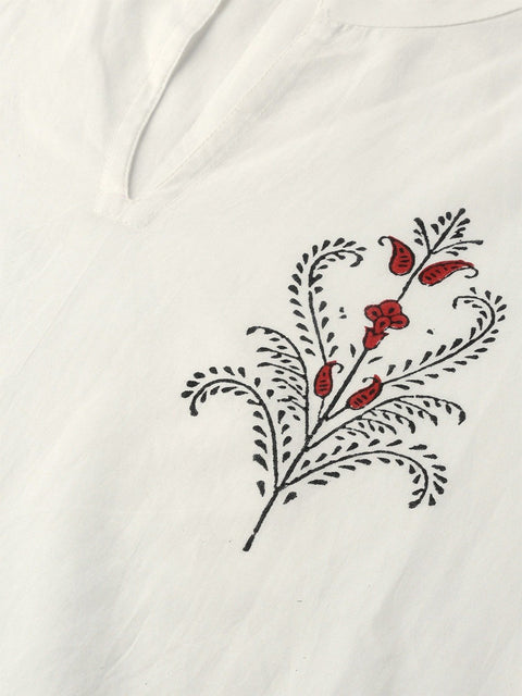 Women White Three-Quarter Sleeves Straight Kurta with Palazzo Set